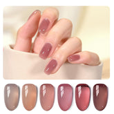 GAOY Jelly Pink Nude set packaging with six compact gel bottles for DIY nail art.