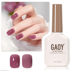 GAOY Jelly Purple gel nail polish bottle shows sheer jelly shade for customizable coverage.