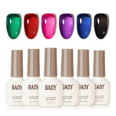 GAOY Jelly Red Black gel polish bottles on display for quick at home manicure.