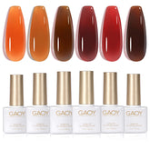 GAOY Jelly Tortoise Brown gel polish set packaging shows six colors for at-home salon results