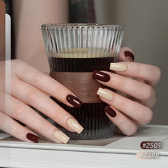 GAOY matte top coat finish for elegant winter velvet nails.