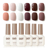 GAOY Mauve Gel Nail Polish Set bottles lineup highlights six wearable nude shades for versatile manicures