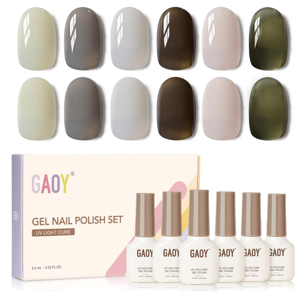 GAOY Milky Nail Polish palette of six creamy tones for versatile home manicures.
