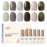 GAOY Milky Nail Polish palette of six creamy tones for versatile home manicures.
