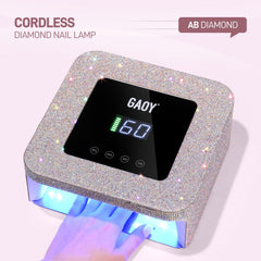 GAOY nail lamp highlighting 7800mAh battery for long cordless operation.