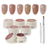 GAOY Natural Jelly Gel Nail Polish Set swatches reveal six sheer pink tones for everyday elegance
