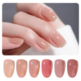 GAOY Nude Jelly Gel Nail Polish Set milky pink shade 01 bottle close-up for long-lasting home manicure