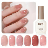 GAOY Nude Jelly Gel Nail Polish collection pack shot—creamy milky pink-brown shimmer for chic nails