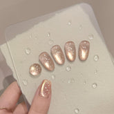 GAOY Nude Pink Bubble Cat Eye Gel Nail Polish 16ml shows nude pink shimmer for elegant cat-eye nails.