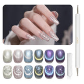 GAOY Pearl Glitter Cat Eye gel polish set with six colors for salon-quality at-home nails.