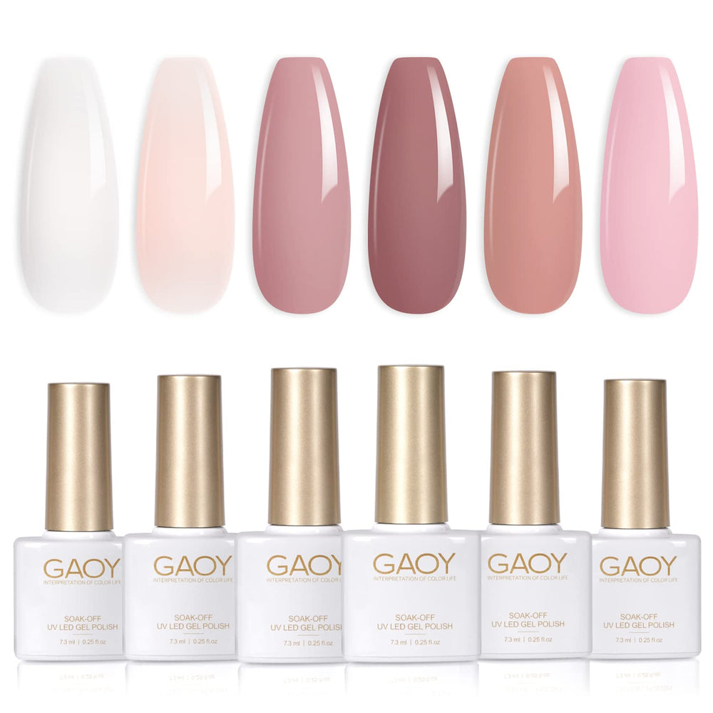GAOY Pink Nude Gel Nail Polish Set swatches show neutral tones for versatile nail art