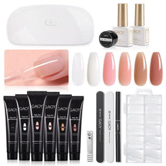 GAOY poly gel nail kit with UV lamp enables easy at-home nail art with durable shine.