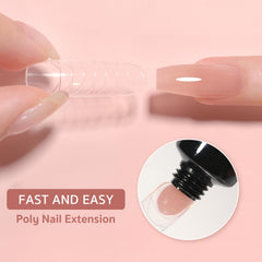 GAOY Poly Gel Set color palette close-up highlighting pinkish nude and clear options for nail art.