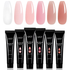 GAOY Poly Gel Set swatches display six colors for easy selection and design inspiration.