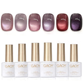 GAOY purple cat eye gel polish set with magnetic glitter display for chic nails