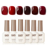 GAOY red gel nail polish set bottle closeup showing rich burgundy shade for DIY manicure