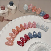 GAOY Reflective Glitter Gel Nail Polish Set red color for bold nail art.