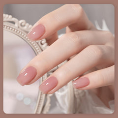 GAOY Rose Brown jelly nail polish bottles up close to compare creamy textures.