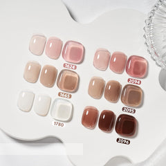 GAOY Rose Brown jelly nail polish color collection ready for easy color matching.