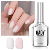 GAOY gel polish bottle close-up showing buildable milky pink color for at-home manicure