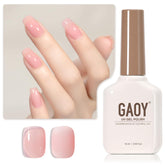 GAOY Sheer Pink Nude gel polish bottle close-up for long-lasting at-home manicure.
