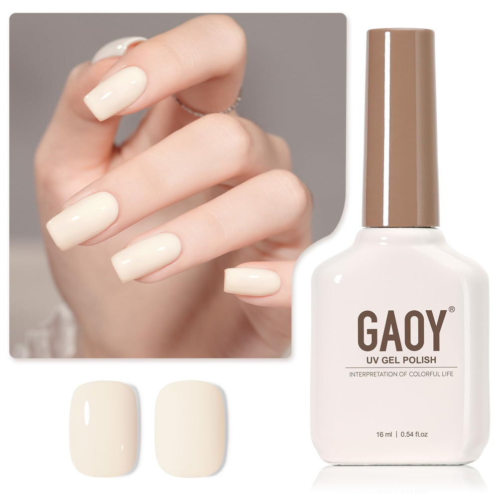 GAOY White Gel Nail Polish bottle 16ml ideal for long-lasting at-home manicure.