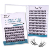 GAQQI lash clusters with a clear band deliver a seamless, wispy finish for natural daily wear.
