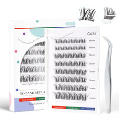 GAQQI self-adhesive lash clusters close-up for effortless one-step application