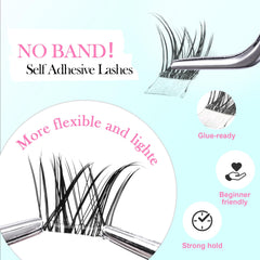 GAQQI self-adhesive lash clusters natural-style close-up for subtle day-to-day enhancement