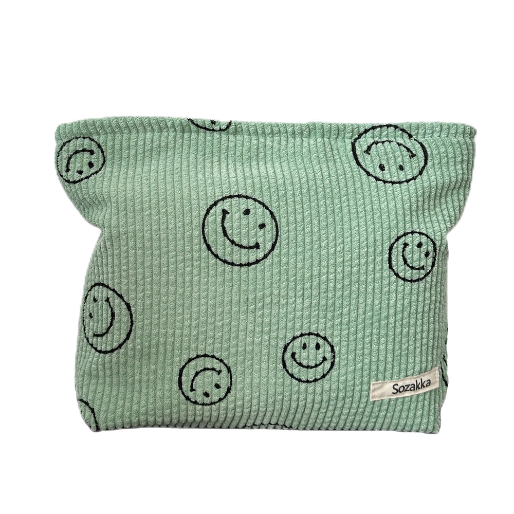Gardsell corduroy cosmetic bag front view ideal for travel and daily touch-ups.