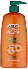 Garnier Fructis Damage Eraser shampoo bottle fortifies damaged hair.