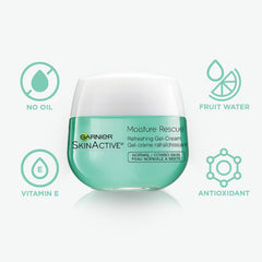 Garnier Moisture Rescue gel-cream being applied to skin for a soft, hydrated feeling