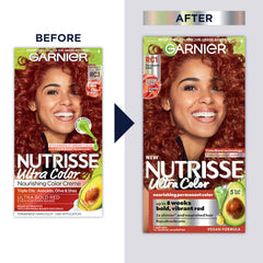 Garnier Nutrisse color boost technology illustration highlights high-impact one-step color.