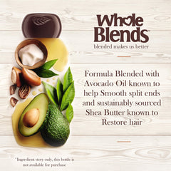 Garnier Whole Blends avocado-oil and shea butter ingredients close-up for nourishment.
