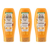 Garnier Whole Blends conditioner bottle closeup for nourishing shine.