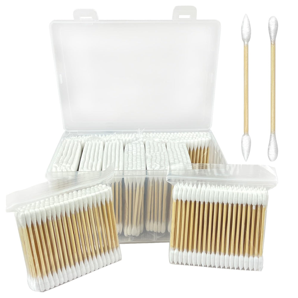Garrelett bamboo cotton swabs packaging shows bulk storage for home and travel use
