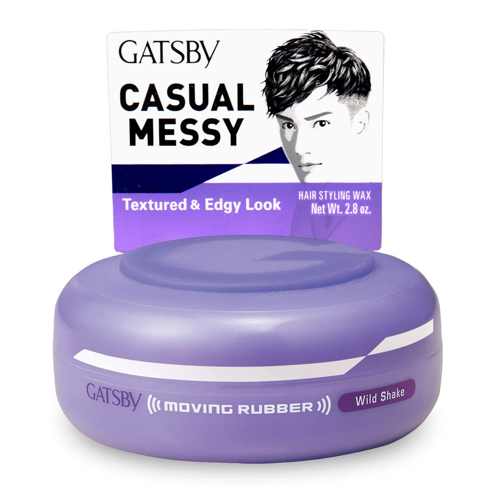 Gatsby Moving Rubber Wild Shake bottle pour shows strong hold for textured short hair.