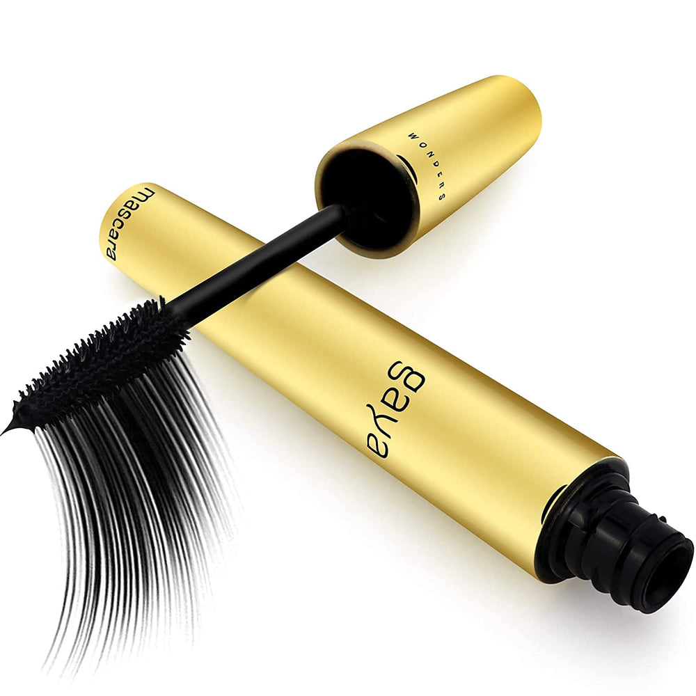 Gaya Cosmetics Vegan Black Mascara wand curved for precise lengthening and lift.