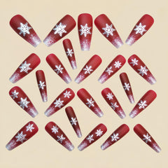 GCSQW long coffin nails in wine red for elegant winter style