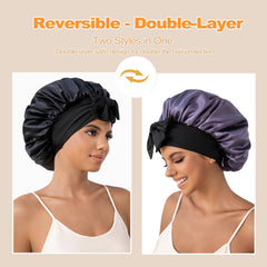 GDTOGRT satin sleep bonnet double-layer close-up highlighting durable stitching