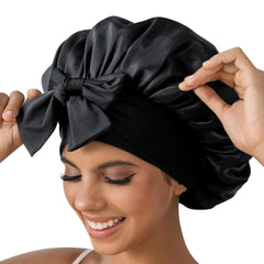 GDTOGRT satin sleep bonnet front view with smooth fabric for gentle overnight protection