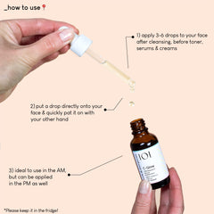 Geek & Gorgeous C-Glow serum texture-swirl emphasizes light, fast-absorbing formula for all skin types.