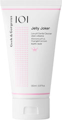 Geek & Gorgeous Jelly Joker bottle closeup highlighting gentle cleanser for sensitive skin.