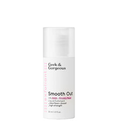Geek & Gorgeous Smooth Out bottle pour for easy exfoliation and texture refinement.