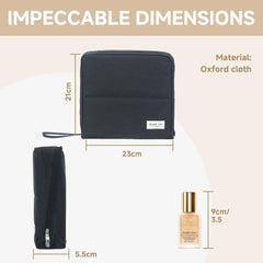 Geelraqaly folding-panel with magnetic closure keeps makeup organized while traveling