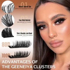 Geeneiya 80D+100D cluster lashes deliver fuller-looking volume.