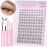 Geeneiya clear band lash clusters kit – 120pcs for easy at-home DIY lash extensions.