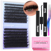 Geeneiya full lash extension kit display box shows all-in-one DIY lash setup for beginners.