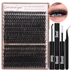 Geeneiya volume lash clusters kit 300pcs for easy at-home lash projects.