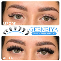Geeneiya Wispy Lash Clusters Kit features D curl mega blend for natural to dramatic styles.